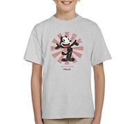 Cloud City 7 Felix The Cat Retro Japanese Kid's T-Shirt Heather Grey