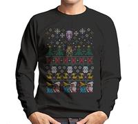 Cloud City 7 Final Fantasy Winter Mage Christmas Knit Pattern Men's Sweatshirt Black