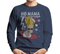 Cloud City 7 Ho Mama Johnny Bravo Christmas Knit Men's Sweatshirt Navy Blue
