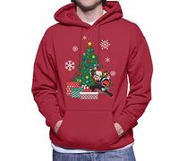 Cloud City 7 Katsuki Bakugo Around The Christmas Tree My Hero Academia Men's Hooded Sweatshirt Cherry Red