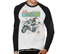 Cloud City 7 Kitsune Kamen Rider Men's Baseball Long Sleeved T-Shirt White/Black