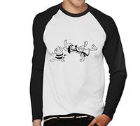 Cloud City 7 Kung Fu Fighting Phooey and Spot Hong Kong Phooey Men's Baseball Long Sleeved T-Shirt White/Black