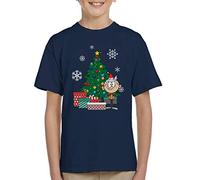 Cloud City 7 Lincoln Loud House Around The Christmas Tree Kid's T-Shirt Navy Blue