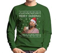 Cloud City 7 Merry Dudemas Big Lebowski Dude Christmas Men's Sweatshirt Bottle Green