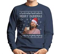 Cloud City 7 Merry Dudemas Big Lebowski Dude Christmas Men's Sweatshirt Navy Blue