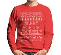 Cloud City 7 Merry Go Fuck Yourself Christmas Knit Pattern Men's Sweatshirt Red