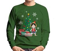 Cloud City 7 Monkey D Luffy Around The Christmas Tree Men's Sweatshirt Bottle Green