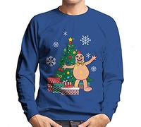 Cloud City 7 Mr Blobby Around The Christmas Tree Men's Sweatshirt Royal Blue