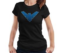Cloud City 7 Nightwing Logo Distressed Women's T-Shirt Black