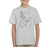 Cloud City 7 One Punch Man Saitama and Genos Heroes Kid's T-Shirt Heather Grey