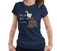 Cloud City 7 Peace was Never an Option Untitled Goose Game Women's T-Shirt Navy Blue