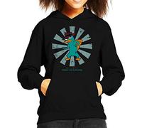 Cloud City 7 Perry The Platypus Retro Japanese Kid's Hooded Sweatshirt Black