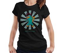 Cloud City 7 Perry The Platypus Retro Japanese Women's T-Shirt Black