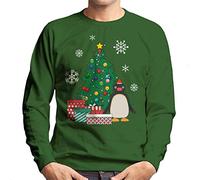 Cloud City 7 Pingu Around The Christmas Tree Men's Sweatshirt Bottle Green