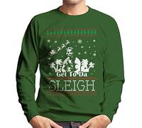 Cloud City 7 Predator Get to The Sleigh Christmas Knit Men's Sweatshirt Bottle Green