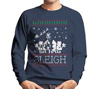 Cloud City 7 Predator Get to The Sleigh Christmas Knit Men's Sweatshirt Navy Blue