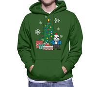 Cloud City 7 Sans Around The Christmas Tree Undertale Men's Hooded Sweatshirt Bottle Green