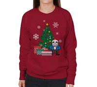 Cloud City 7 Sans Around The Christmas Tree Undertale Women's Sweatshirt Cherry Red