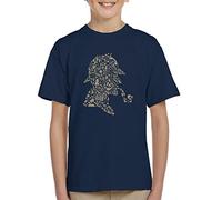 Cloud City 7 Sherlock Holmes Collage Kid's T-Shirt Navy Blue