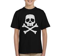 Cloud City 7 Space Pirate Captain Harlock Skull and Cross Bones Kid's T-Shirt Black