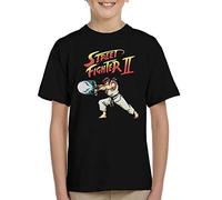 Cloud City 7 Street Fighter Ryu Hadauken Kid's T-Shirt Black