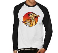 Cloud City 7 Street Pals Street Fighter Calvin and Hobbes Men's Baseball Long Sleeved T-Shirt White/Black