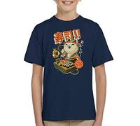 Cloud City 7 Sushi Cat Enviat Kid's T-Shirt Navy Blue