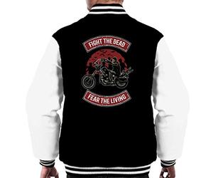 Cloud City 7 Walking Dead Daryl Dixon Fight The Dead Fear The Living Men's Varsity Jacket Black/White