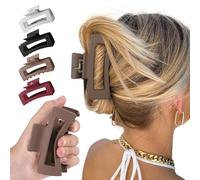 Cloud Clips 4.2"- 4Pcs Soft Silicone Hair Claw Clips for Women, Non-Slip Strong Hold Unsnappable Flexible for Thin/Thick/Curly Hair, All-Day Comfort (Red, Espresso, Black, Cream)