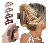 Cloud Clips 4.2"- 4Pcs Soft Silicone Hair Claw Clips for Women, Non-Slip Strong Hold Unsnappable Flexible for Thin/Thick/Curly Hair, All-Day Comfort (Red, Espresso, Lavender, Pink)