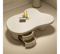 Cloud Coffee Table, Coffee Table With Storage,coffee Table, With 2 Ball Legs Oval End Table Modern, Simple Stylish Cloud Low Table, Easy To Assemble, For Living Room, Balcony, Tea Room(White,120x78x39