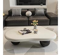 Cloud Coffee Table, Coffee Tables For Living Room, Irregular Coffee Table, Unique Coffee Table, With 3 Ball Legs Oval End Table Modern, For Living Room For Living Room Bedroom(White Black,100cm)