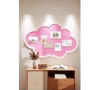 Cloud Corkboard Wall Mounted,Cute Wall Decor Felt Bulletin Board,Self-Adhesive Cork Memo Boards with Pushpins,Foldable Decorative Display Panels (Pink)