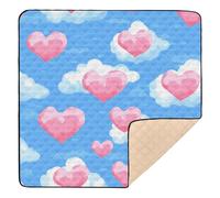 Cloud Country Style Valentine Large Non-Slip Baby Playmat for Indoor Outdoor One-Piece Foldable Baby Tummy time Play mat for Baby Kids Toddlers Infants, 50'' x 50''alfombras para jugar Bebes