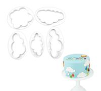 Cloud Cutters for Fondant, 5 Pcs Plastic Cake Cookie Biscuit Cutter Mold for Baking Room Coffee Shop Birthday or Wedding Cake