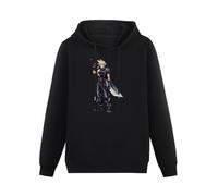 Cloud Dissidia Final Fantasy Fanart Long Sleeve Pullover Loose Hoody Men Sweatershirt Size XL Black