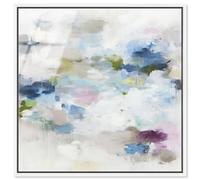 Cloud Drift II Framed Acrylic Print Coastal Abstract Art by Art Remedy, White Frame, 16 x 16