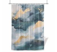 Cloud Effect Shower Curtain for Bathroom, Modern Golden Green Marble Texture Waterproof Cloth Fabric Bathroom Accessories Set with 12 Rust Proof Plastic Hooks, 72” x 78”