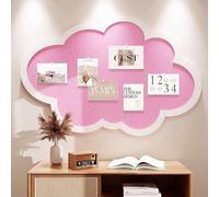 Cloud Felt Pin Board Self Adhesive Wall Bulletin Board No Damage Installation for Photos Notes Home Office(Size:15.7x23.6inch,Color:Pink)