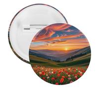 Cloud Garden at Sunset Badge Metal Round Pins, Lightweight Brooch for Backpack, Fashion Button Pins Badge for Shirts, Jackets, Shawl Coat, Unisex, 5PCS, Tinplate, metal round pins
