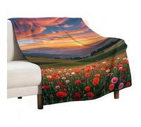 Cloud Garden at Sunset Blanket, Soft Flannel Fleece Blankets Quick-Dry, Lightweight Throw Blanket for Couch, Bed, Office & Travel, Ideal Gift for Family & Friends, 50"x70"