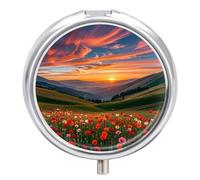 Cloud Garden at Sunset Pill Box Waterproof Portable Medicine Pill Case Moisture Proof Metal Travel Pill Box with 3 Compartment Medicine Case