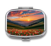 Cloud Garden at Sunset Pill Case with 2 Compartment, Pill Organizer Portable Square Pill Box,Vitamin Pill Organizer for Pocket Purse and Travel