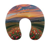 Cloud Garden at Sunset Pillow U Shaped, Portable Travel Pillows - Removable Cover, Ergonomic Memory Foam Neck Pillow for Travel & Office