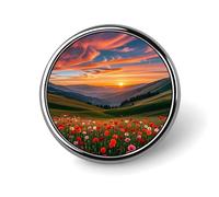Cloud Garden at Sunset Round Badge Brooch Lightweight Lapel Tie Pins Unique Gifts Metal Brooch Badge For Hat Shirt Clothing Bags Decoration