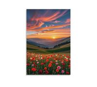 Cloud Garden at Sunset Wall Art, 20x30inch(50x75cm) Vertical Canvas Wall Art Prints, Modern Home Hanging Decor for Living Room, Bedroom, Office, Framed/Unframed, Unframe-style