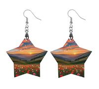 Cloud Garden at Sunset Wooden Earrings for Women, Vintage Elegant Wood Jewelry, Lightweight Earrings for Wedding, Party, Everyday Jewelry Gift, Apricot shaped, Wood, wood