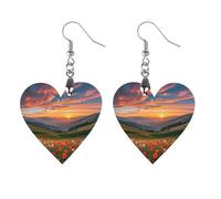 Cloud Garden at Sunset Wooden Earrings for Women, Vintage Elegant Wood Jewelry, Lightweight Earrings for Wedding, Party, Everyday Jewelry Gift, Love, Wood, wood