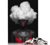 Cloud Hairstyle with Red Lingerie Puzzle Premium 100% Recycled Board Paper Rectangular Jigsaw Puzzle for Adults Teen Unique Gift 500pcs (52x38cm)