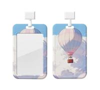 Cloud Hot Air Id Badge Holder with Lanyard-Vertical Card Protector Clear Abs Hard Shell, Retractable Reel for Work Office